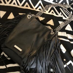Madden Girl fringe black leather bag